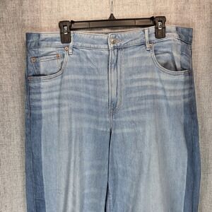 American Eagle Super High Rise Baggy Wide Leg Jeans Women's 14R Blue Denim